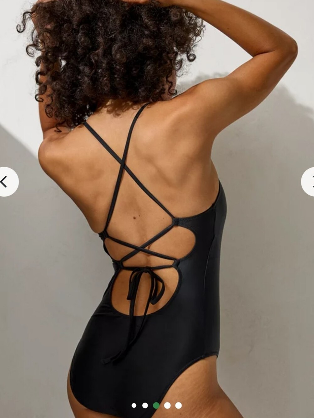 aerie Black One-Piece Swimsuit with Lace-Up Back